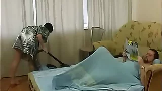 Young step Daughter cleaning the room gets fucked by old